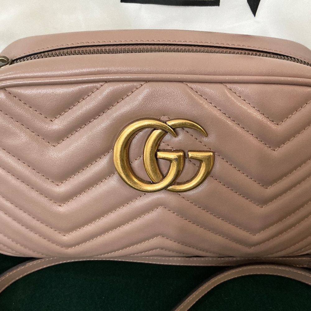 GG Marmont Samll Beige Hand Bag - Picture 3 of 7